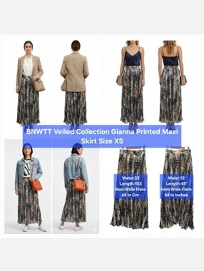 BNWTT Veiled Collection Gianna Printed Maxi Skirt Size XS